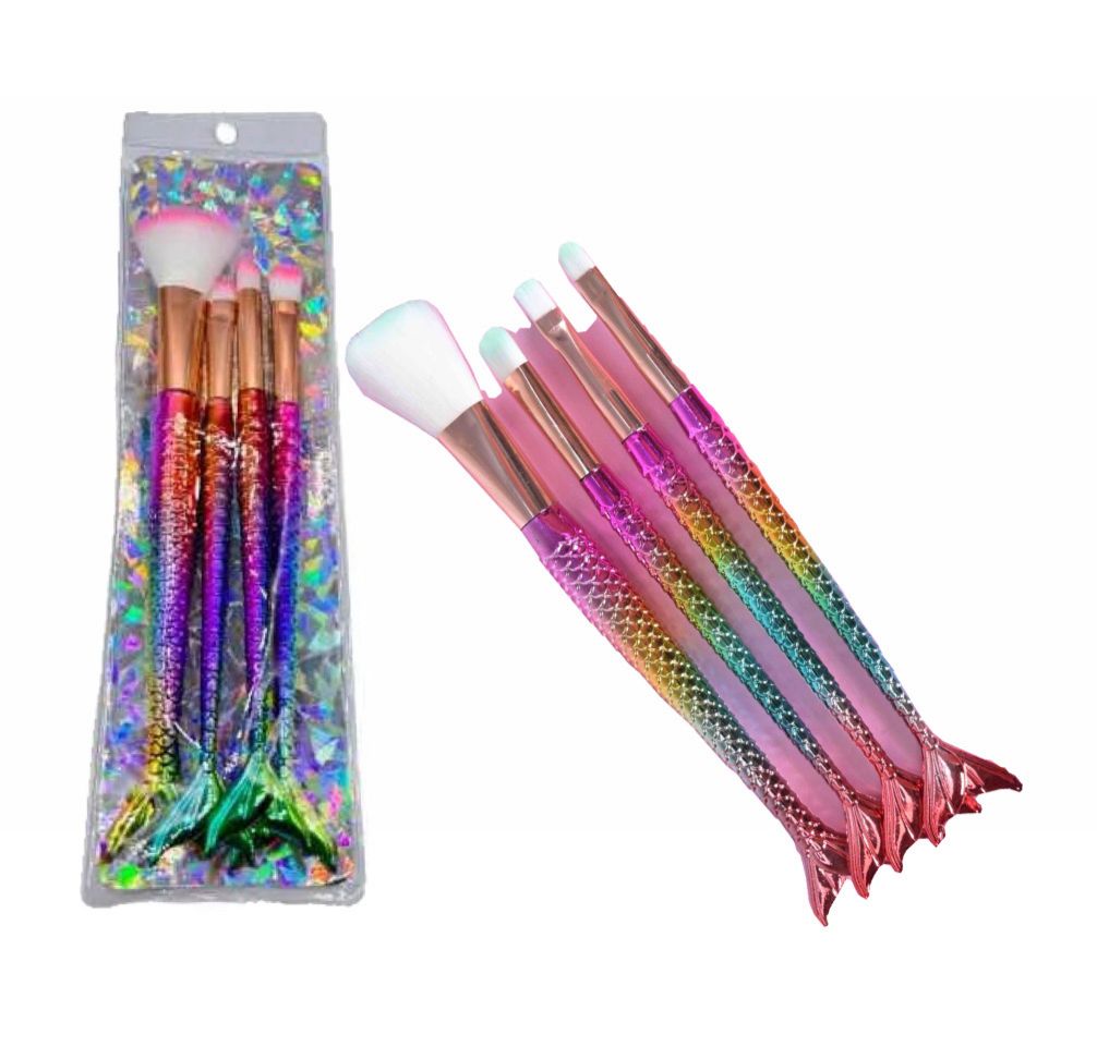 Brocha maquillaje cola sirena x4 