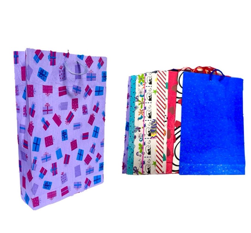 @Bolsa regalo corrugada estampada fina grd pqt x12