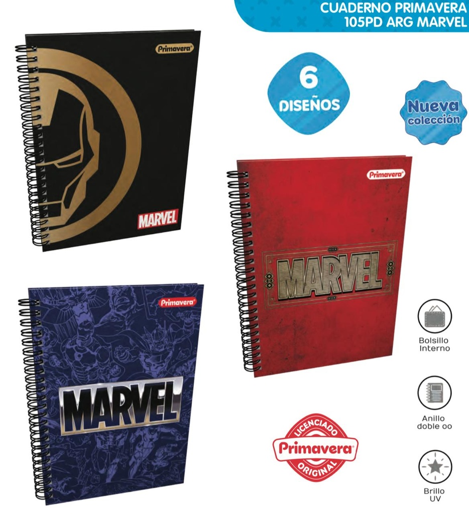 Cuad prim. argollado academico marvel cuadro