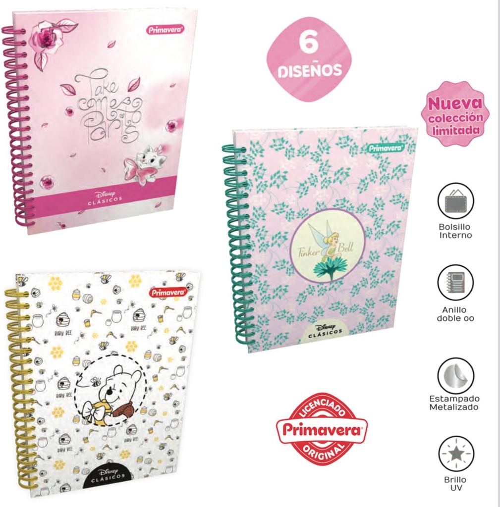 Cuad prim. 5materias argollado grande disney clasicos
