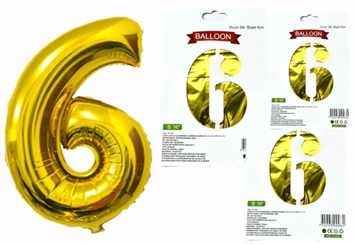 [1404D] @Numero inflable dorado #6