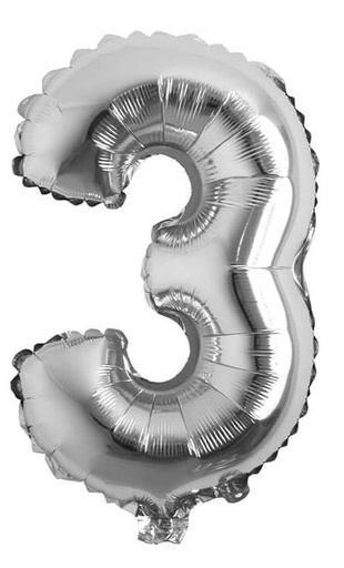 [1404P] @Numero inflable plata #3