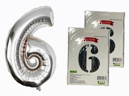 [1404P] @Numero inflable plata #6
