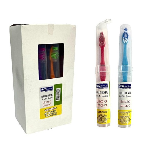 [OW0C16] Cepillo dental oro con portacepillo caja x12 