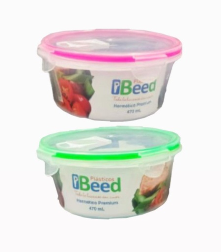 [H071] Coca hermetica redonda mediana transparentre 480ml beed