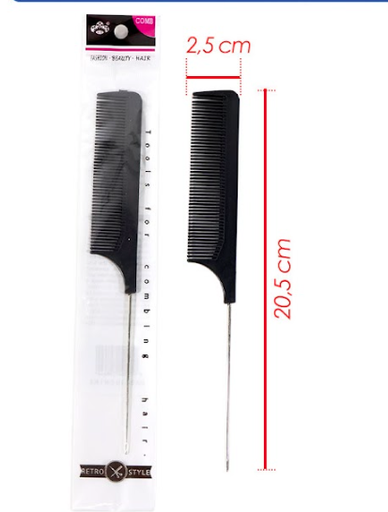 [PT16763] Peine cole raton metal negro PQT X12  (SE1860)