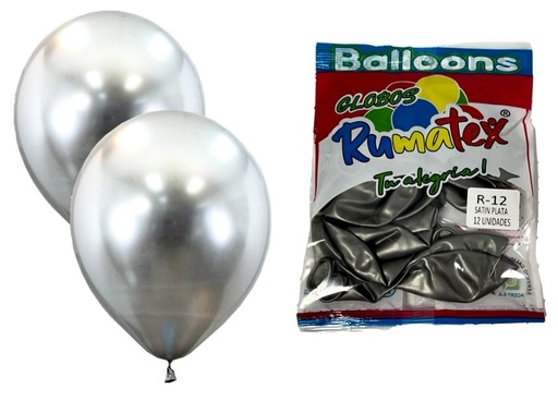 [848558] Bomba ballons r12x12 satin plata 