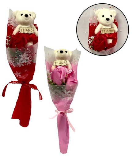 [PT26836] Flor ramo con oso estuche
