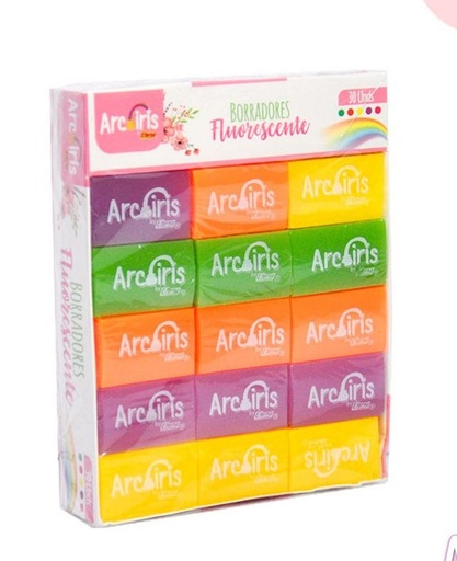 [ETA002] Borrador fluorescente arcoiris x30