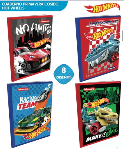 [P3157] Cuad cosido prim. 100 H Cuadros Hotwheels