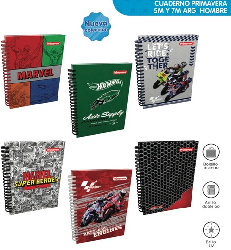 [P3908] Cuad prim. 5materias argollado pequeño hombre