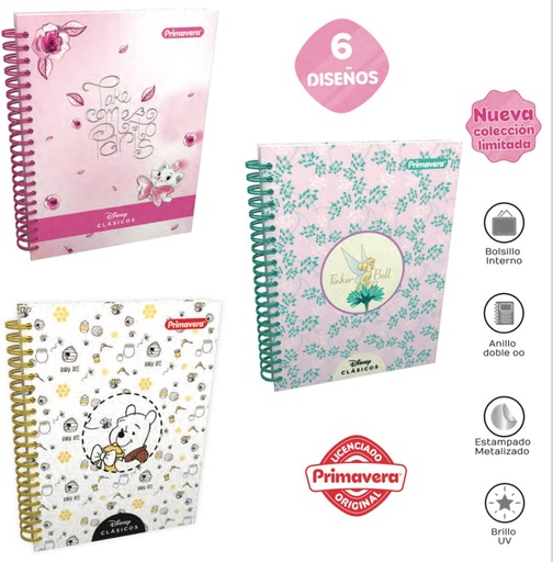 [P3858] Cuad prim. 5materias argollado grande disney clasicos