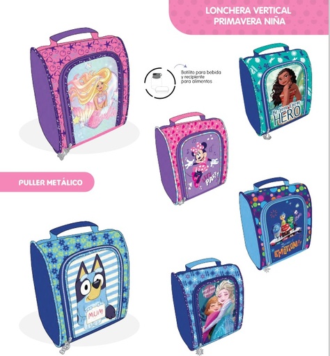 [P1973] Lonchera primavera vertical personajes niña